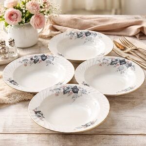 Aynsley Fine Bone China Soup Bowls – Set of 4 | Made in England